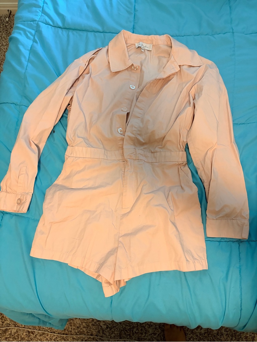 L'Academie light pink Button-Front Romper Jacket